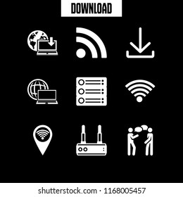 wifi icon. 9 wifi vector set. computer connected to the network, download, rss and download from the net icons for web and design about wifi theme