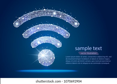 Wi-Fi Icon abstract design Created in the form of stars and constellations on the background of space,isolated from low poly wireframe on . Vector abstract polygonal image mash line and point.
