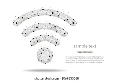 Wi-Fi Icon abstract design,isolated from low poly wireframe on white background. Vector abstract polygonal image mash line and point. Digital graphics illustration
