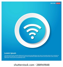 wifi icon - abstract logo type icon - blue icon on white sticker on black background. Vector illustration