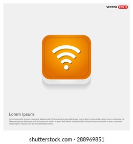 wifi icon - abstract logo type icon - Orange abstract 3d button with light board and shadow on gray background. Vector illustration