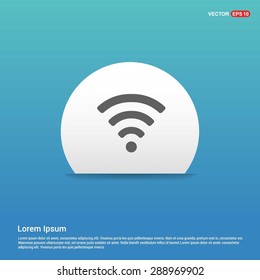 wifi icon - abstract logo type icon - white sticker on blue background. Vector illustration