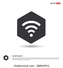 wifi icon - abstract logo type icon - hexagon black background. Vector illustration