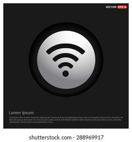 wifi icon - abstract logo type icon - Realistic Silver metal button abstract black background. Vector illustration
