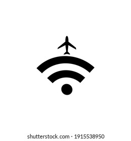 Wi-Fi icon with airplane symbol. Vector illustration isolated on white background