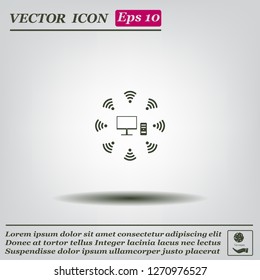 WiFi icon around the computer