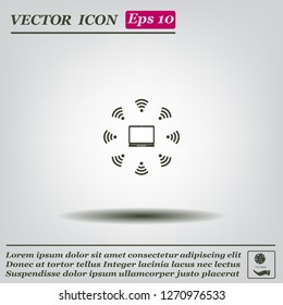 WiFi icon around the computer