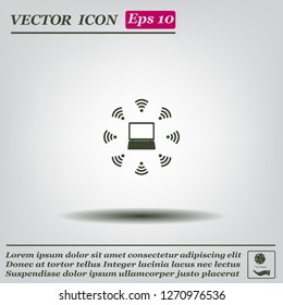 WiFi icon around the computer