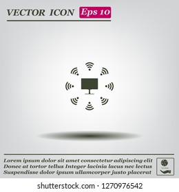 WiFi icon around the computer