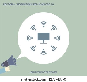 WiFi icon around the computer