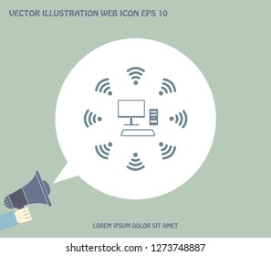 WiFi icon around the computer