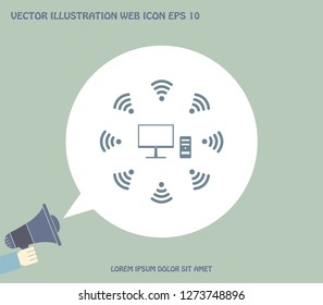 WiFi icon around the computer