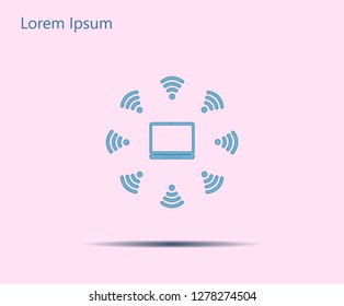 WiFi icon around the computer