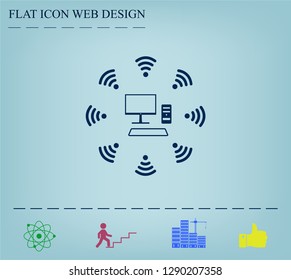 WiFi icon around the computer