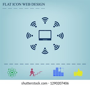 WiFi icon around the computer