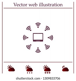 WiFi icon around the computer