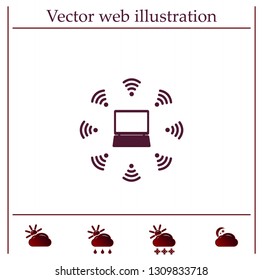 WiFi icon around the computer