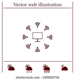 WiFi icon around the computer