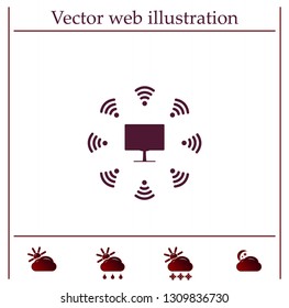 WiFi icon around the computer
