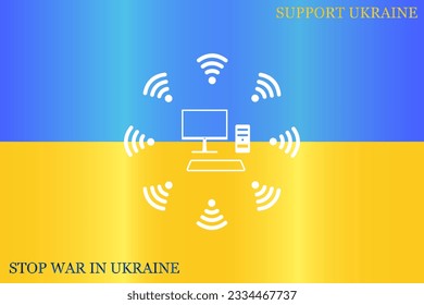 WiFi icon around the computer