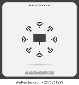 WiFi-Symbol um den Computer herum