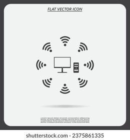 WiFi icon around the computer
