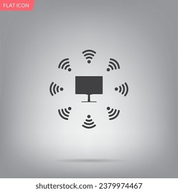 WiFi icon around the computer
