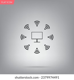 WiFi icon around the computer