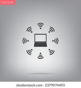 WiFi icon around the computer