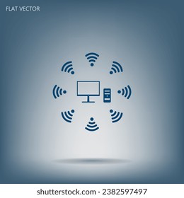 WiFi icon around the computer