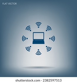WiFi icon around the computer