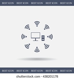 WiFi icon around the computer