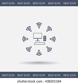 WiFi icon around the computer