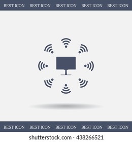 WiFi icon around the computer