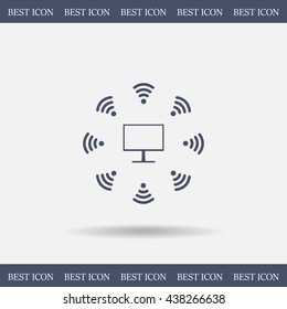 WiFi icon around the computer