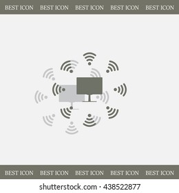 WiFi icon around the computer