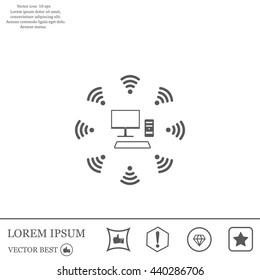 WiFi icon around the computer
