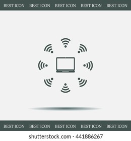 WiFi icon around the computer