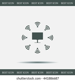 WiFi icon around the computer