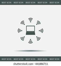 WiFi icon around the computer