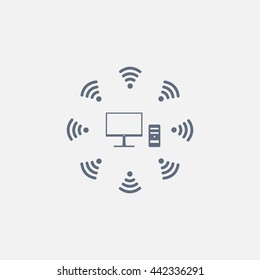 WiFi icon around the computer