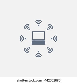 WiFi icon around the computer