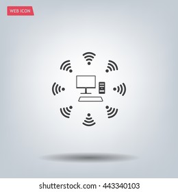 WiFi icon around the computer