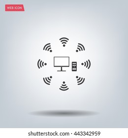 WiFi icon around the computer