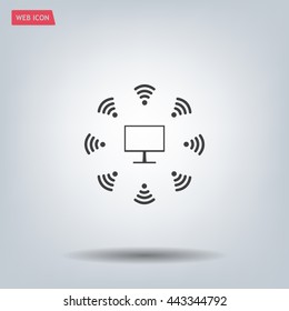 WiFi icon around the computer