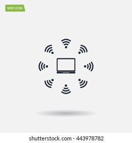 WiFi icon around the computer