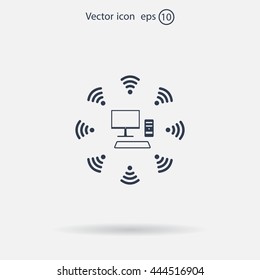 WiFi icon around the computer