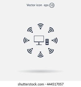 WiFi icon around the computer