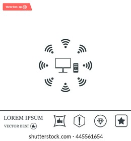 WiFi icon around the computer