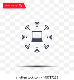 WiFi icon around the computer